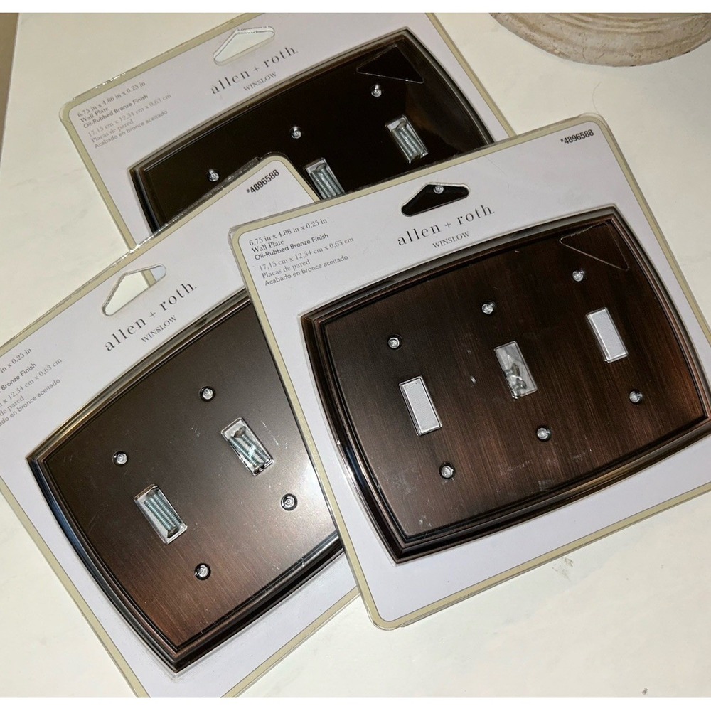 New allen + roth Winslow oil-rubbed bronze triple toggle wall plate